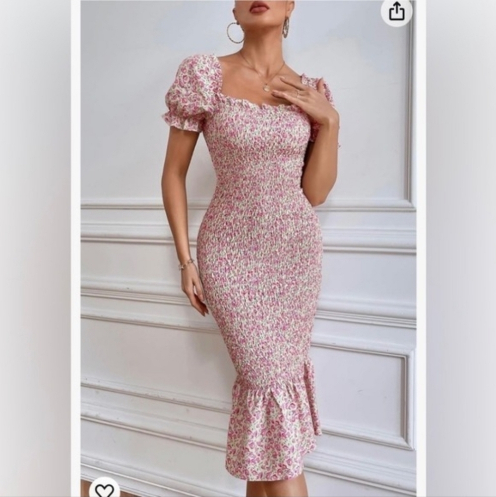 Prettygarden Pink Bodycon Floral Dress